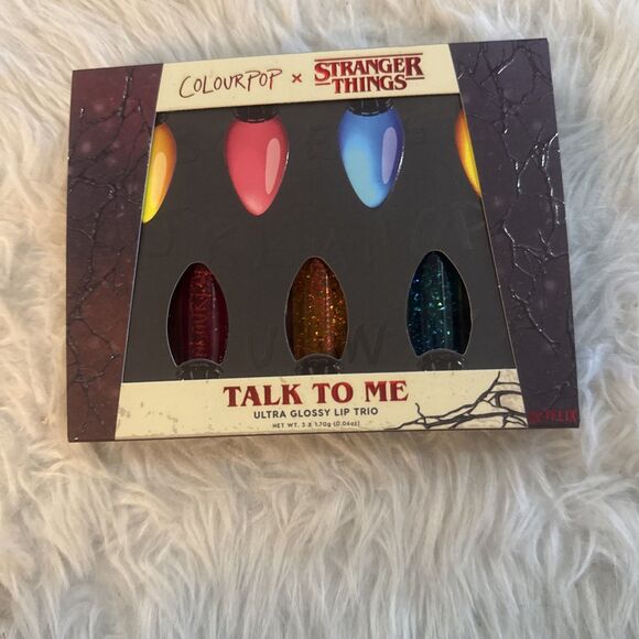 ColourPop Stranger Things TALK TO ME Ultra Glossy Glitter Lip Trio Gift Set BNIB - Picture 1 of 4